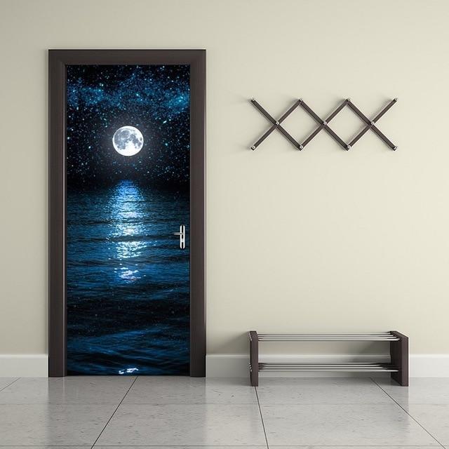 3D Beautiful Landscape Door Sticker For Living Room Bedroom DIY PVC Self Adhesive Wallpaper Waterproof Mural Decals deursticker - Ai quarambas