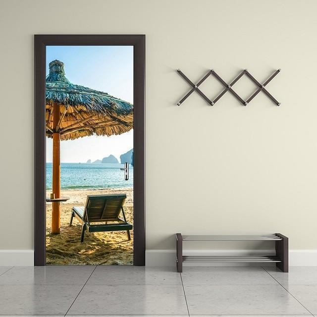 3D Beautiful Landscape Door Sticker For Living Room Bedroom DIY PVC Self Adhesive Wallpaper Waterproof Mural Decals deursticker - Ai quarambas