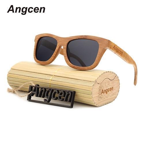 Angcen Ladies Sunglasses Women Polarized Retro Vintage Sun glasses Men wood bamboo sunglasses brand designer square glasses - Ai quarambas