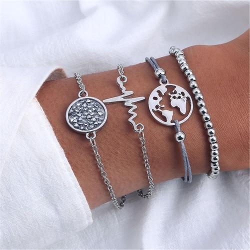 IPARAM Bohemian Shell Map Turtle Bracelet Set 2019 Retro Geometric Statement Female Glamour Fashion Jewelry Jewelry Gift - Ai quarambas
