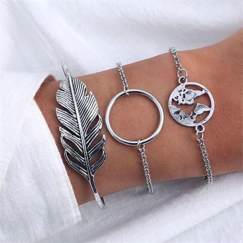 IPARAM Bohemian Shell Map Turtle Bracelet Set 2019 Retro Geometric Statement Female Glamour Fashion Jewelry Jewelry Gift - Ai quarambas
