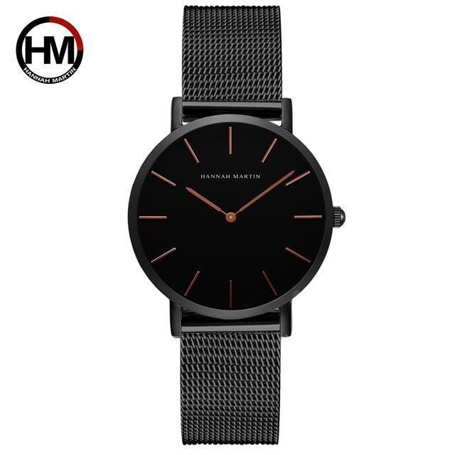Japan Quartz Movement High Quality 36mm hannah Martin Women Stainless Steel Mesh Rose Gold Waterproof Ladies Watch Dropshipping - Ai quarambas