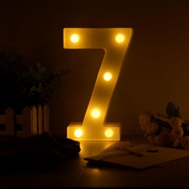Luminous LED Letter Night Light Creative 26 English Alphabet Number Battery Lamp Romantic Wedding Party Decoration - Ai quarambas