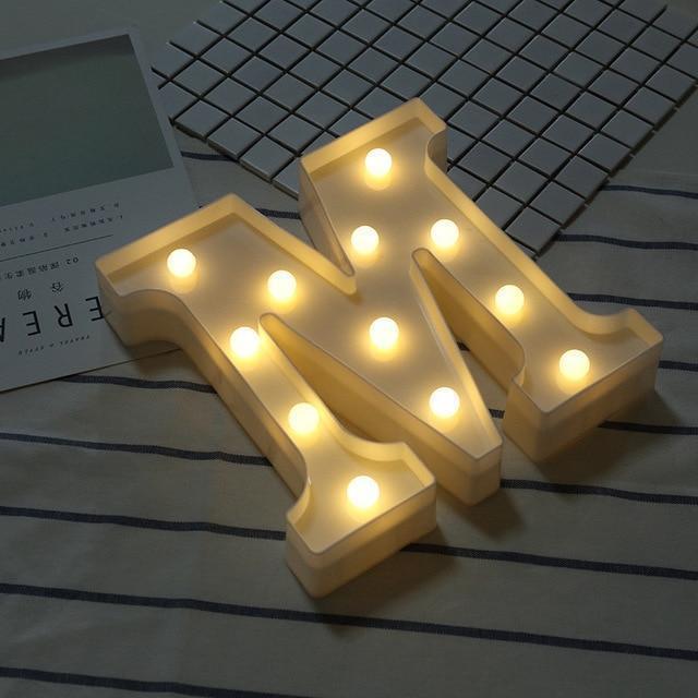 Luminous LED Letter Night Light Creative 26 English Alphabet Number Battery Lamp Romantic Wedding Party Decoration - Ai quarambas