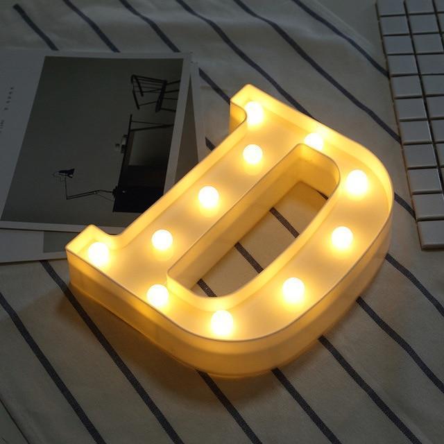Luminous LED Letter Night Light Creative 26 English Alphabet Number Battery Lamp Romantic Wedding Party Decoration - Ai quarambas