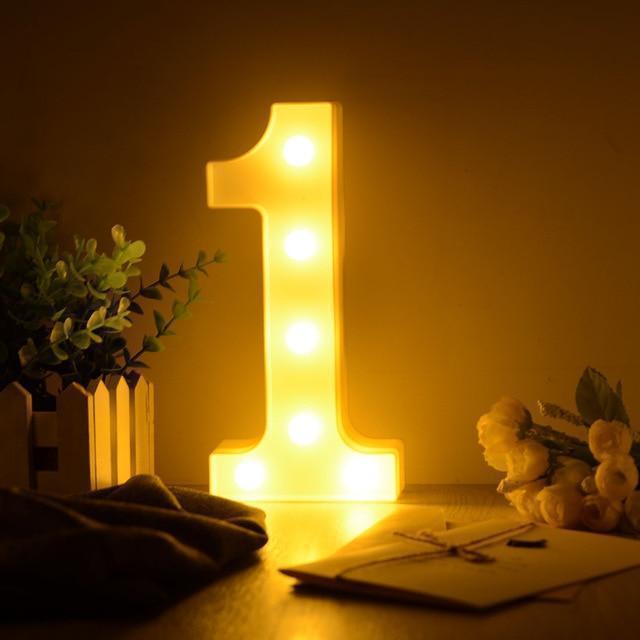 Luminous LED Letter Night Light Creative 26 English Alphabet Number Battery Lamp Romantic Wedding Party Decoration - Ai quarambas
