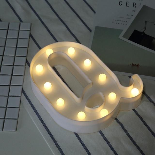Luminous LED Letter Night Light Creative 26 English Alphabet Number Battery Lamp Romantic Wedding Party Decoration - Ai quarambas