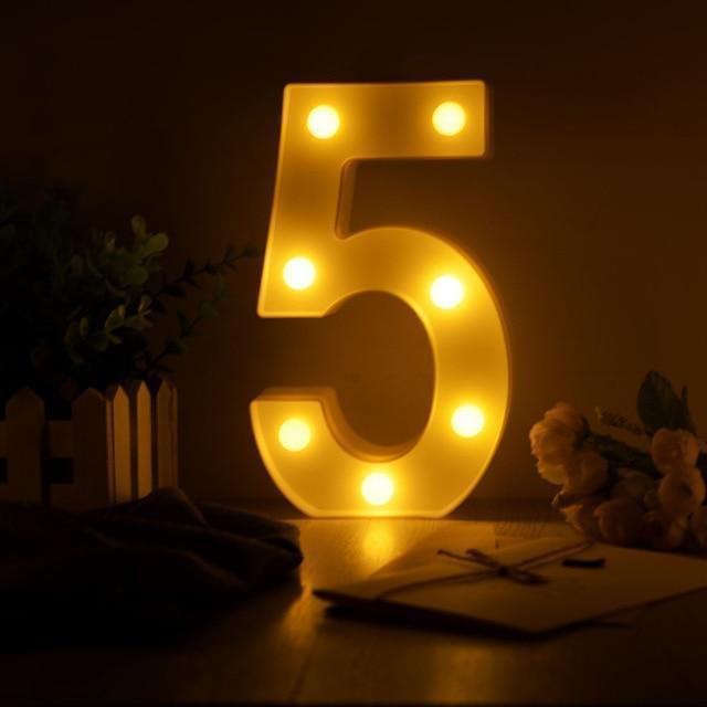 Luminous LED Letter Night Light Creative 26 English Alphabet Number Battery Lamp Romantic Wedding Party Decoration - Ai quarambas