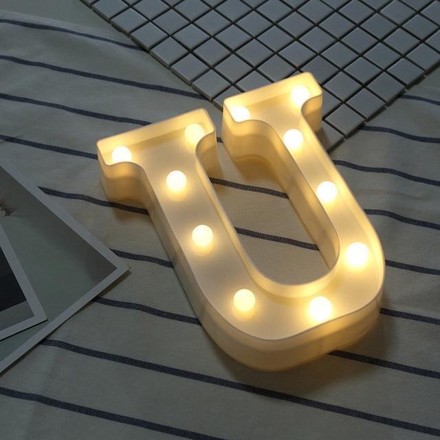Luminous LED Letter Night Light Creative 26 English Alphabet Number Battery Lamp Romantic Wedding Party Decoration - Ai quarambas