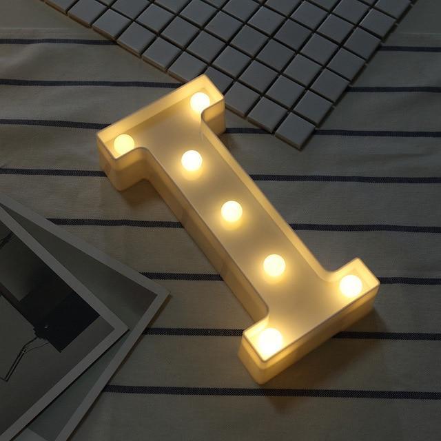 Luminous LED Letter Night Light Creative 26 English Alphabet Number Battery Lamp Romantic Wedding Party Decoration - Ai quarambas