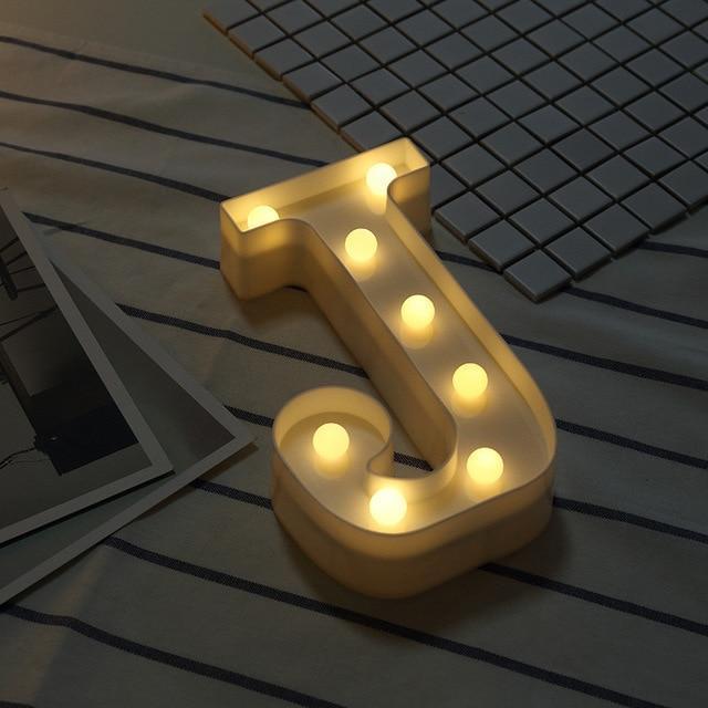 Luminous LED Letter Night Light Creative 26 English Alphabet Number Battery Lamp Romantic Wedding Party Decoration - Ai quarambas