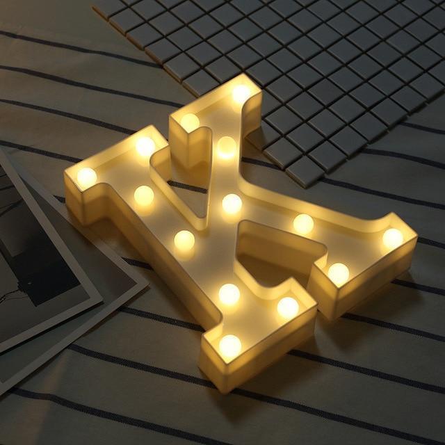 Luminous LED Letter Night Light Creative 26 English Alphabet Number Battery Lamp Romantic Wedding Party Decoration - Ai quarambas