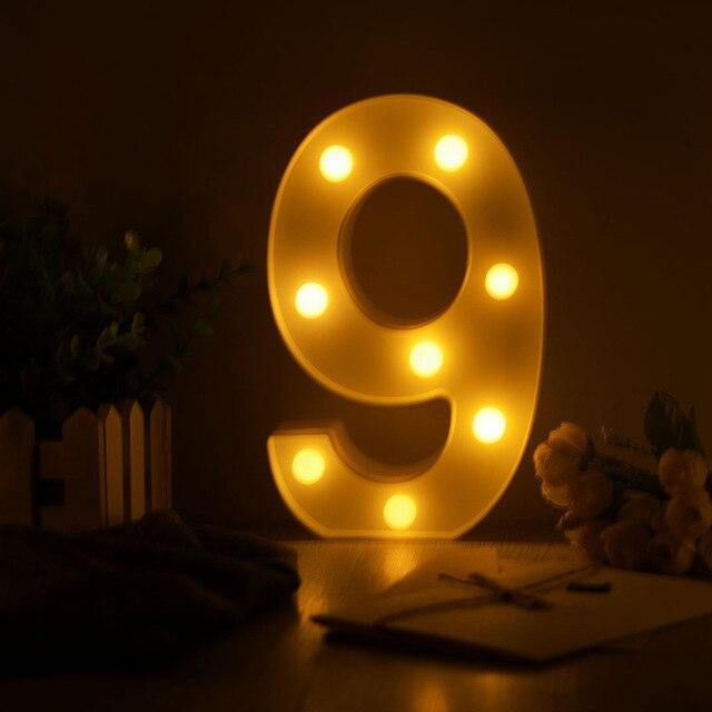 Luminous LED Letter Night Light Creative 26 English Alphabet Number Battery Lamp Romantic Wedding Party Decoration - Ai quarambas