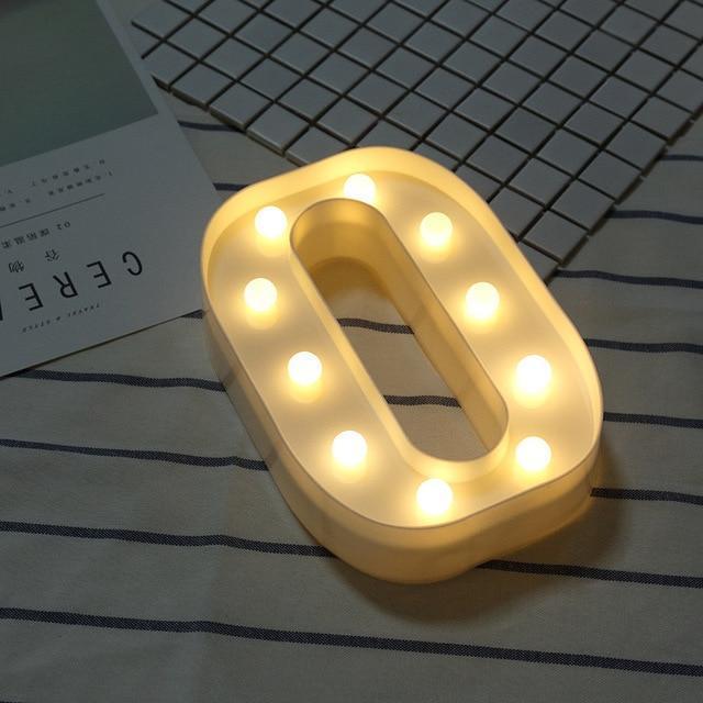 Luminous LED Letter Night Light Creative 26 English Alphabet Number Battery Lamp Romantic Wedding Party Decoration - Ai quarambas