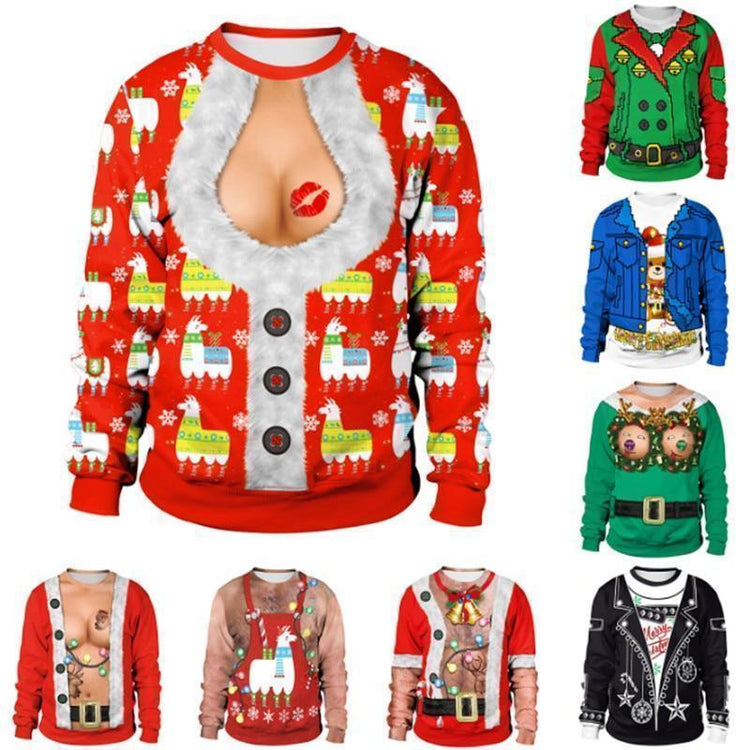 New listing Christmas Sweaters Stylish Unisex Men Women Santa Claus Ugly Christmas Sweater Novelty Sexy RED Retro Sweater - Ai quarambas