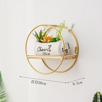 Nordic INS Metal Decorative Hanging Shelf Round Hexagon Storage Holder Shelves Home Wall Decoration Potted Ornament Stand Rack - Ai quarambas