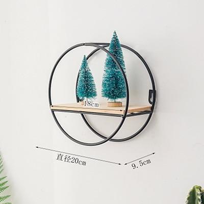 Nordic INS Metal Decorative Hanging Shelf Round Hexagon Storage Holder Shelves Home Wall Decoration Potted Ornament Stand Rack - Ai quarambas