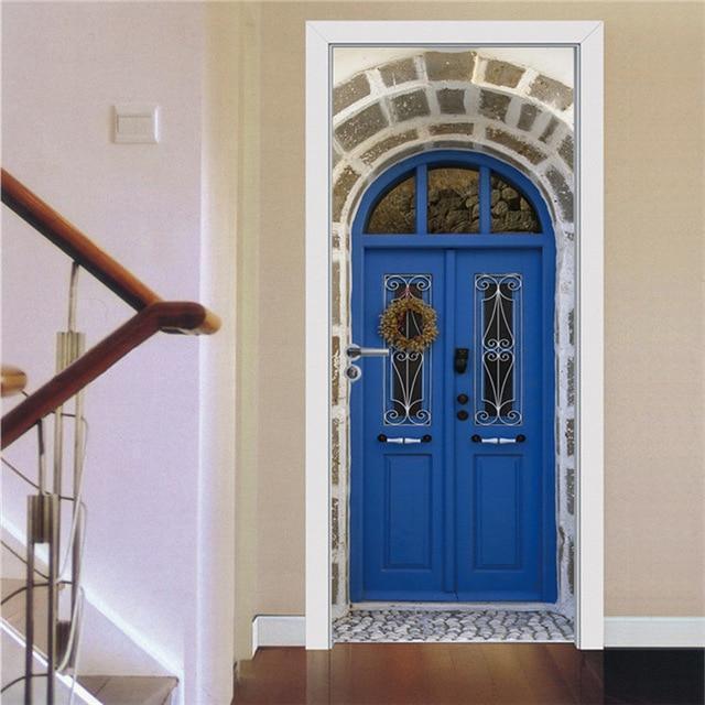 Retro Wooden Door Stickers PVC Waterproof Wallpaper For Doors Living Room Bedroom Home Decor Mural DIY Renovation Decal 90x200cm - Ai quarambas