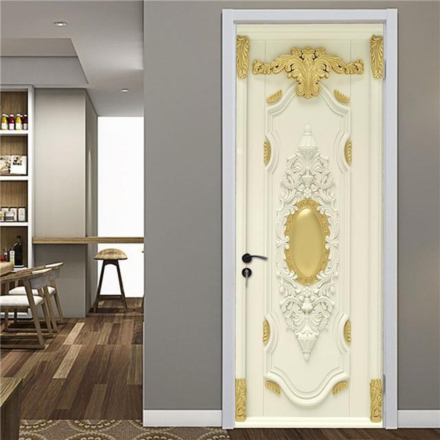 Retro Wooden Door Stickers PVC Waterproof Wallpaper For Doors Living Room Bedroom Home Decor Mural DIY Renovation Decal 90x200cm - Ai quarambas