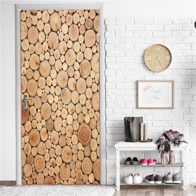 Retro Wooden Door Stickers PVC Waterproof Wallpaper For Doors Living Room Bedroom Home Decor Mural DIY Renovation Decal 90x200cm - Ai quarambas