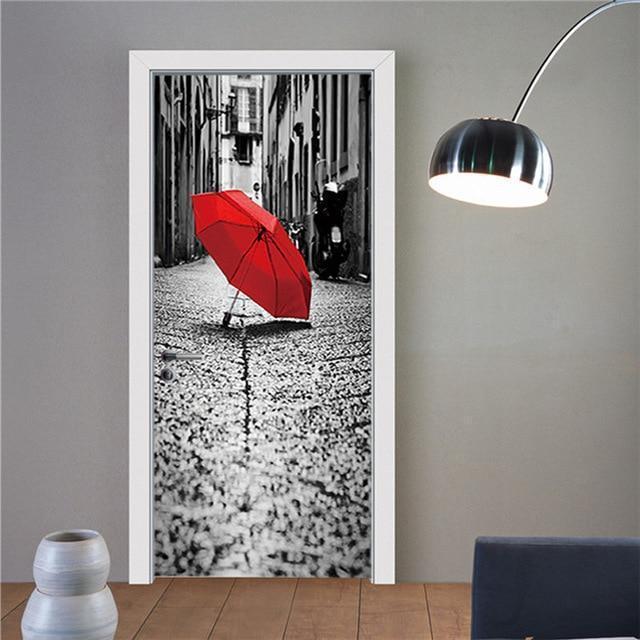 Retro Wooden Door Stickers PVC Waterproof Wallpaper For Doors Living Room Bedroom Home Decor Mural DIY Renovation Decal 90x200cm - Ai quarambas