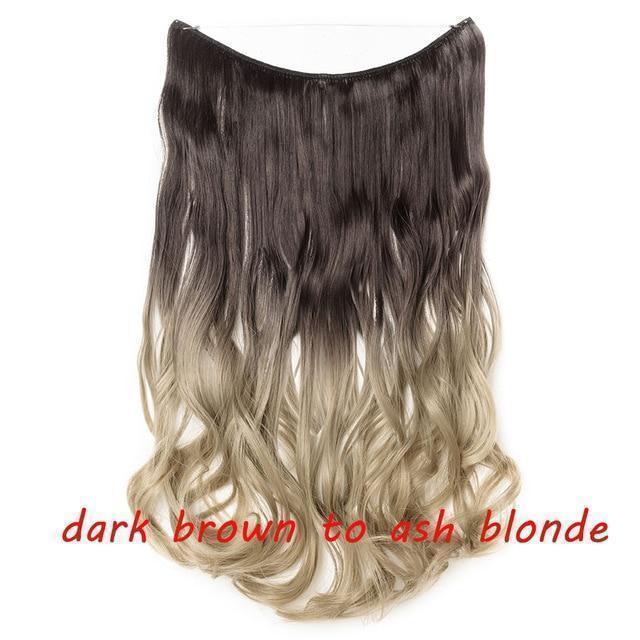 S - noilite 20 inch Invisible Wire No Clip One Piece Halo Hair Extensions Secret Fish Line Hairpieces Wave Straight Synthetic - Ai quarambas