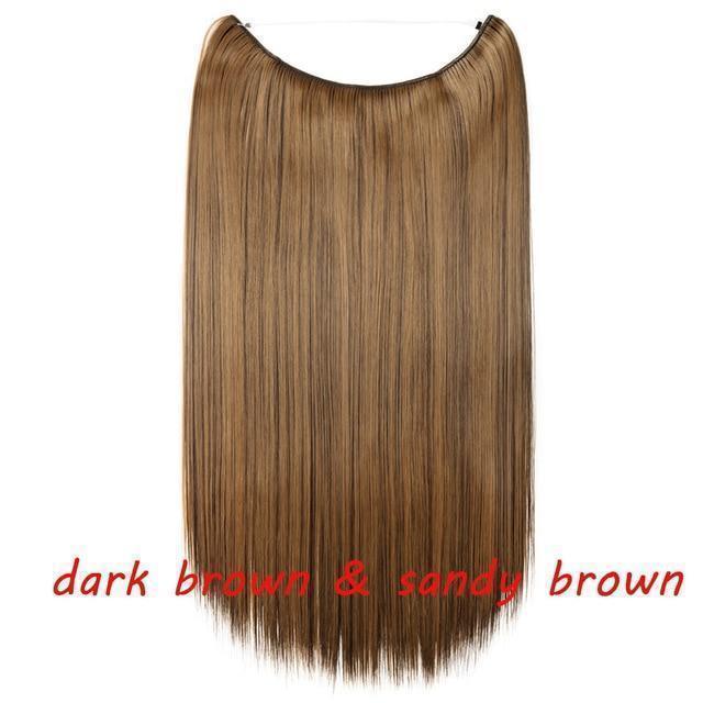 S - noilite 20 inch Invisible Wire No Clip One Piece Halo Hair Extensions Secret Fish Line Hairpieces Wave Straight Synthetic - Ai quarambas