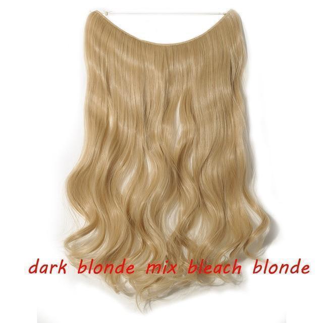 S - noilite 20 inch Invisible Wire No Clip One Piece Halo Hair Extensions Secret Fish Line Hairpieces Wave Straight Synthetic - Ai quarambas