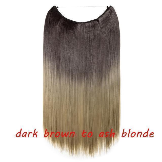 S - noilite 20 inch Invisible Wire No Clip One Piece Halo Hair Extensions Secret Fish Line Hairpieces Wave Straight Synthetic - Ai quarambas