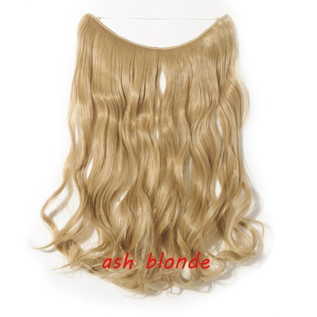 S - noilite 20 inch Invisible Wire No Clip One Piece Halo Hair Extensions Secret Fish Line Hairpieces Wave Straight Synthetic - Ai quarambas