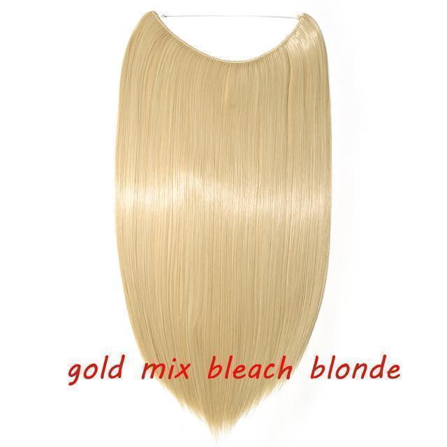 S - noilite 20 inch Invisible Wire No Clip One Piece Halo Hair Extensions Secret Fish Line Hairpieces Wave Straight Synthetic - Ai quarambas