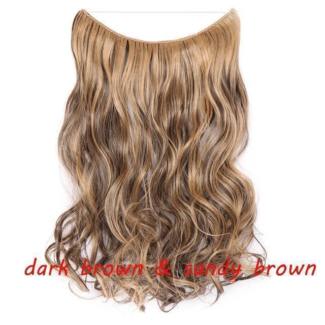 S - noilite 20 inch Invisible Wire No Clip One Piece Halo Hair Extensions Secret Fish Line Hairpieces Wave Straight Synthetic - Ai quarambas
