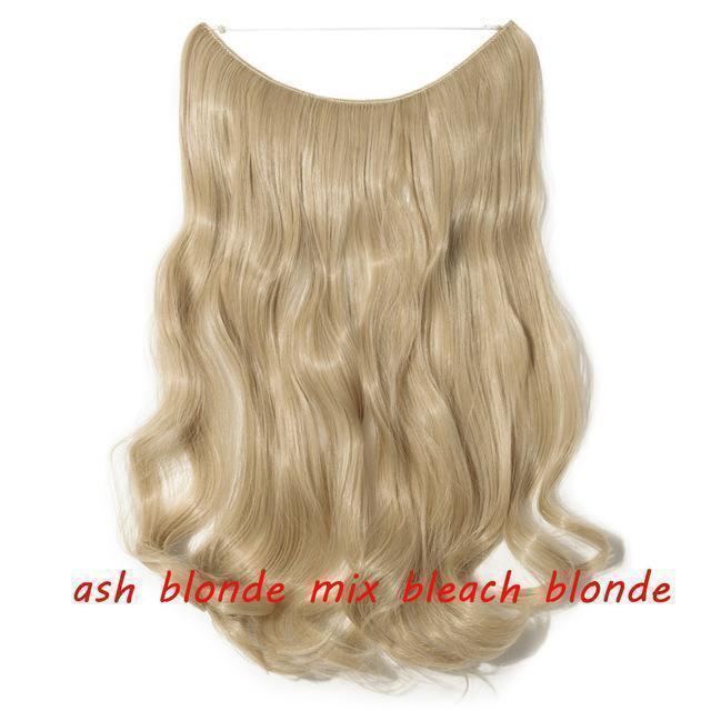 S - noilite 20 inch Invisible Wire No Clip One Piece Halo Hair Extensions Secret Fish Line Hairpieces Wave Straight Synthetic - Ai quarambas
