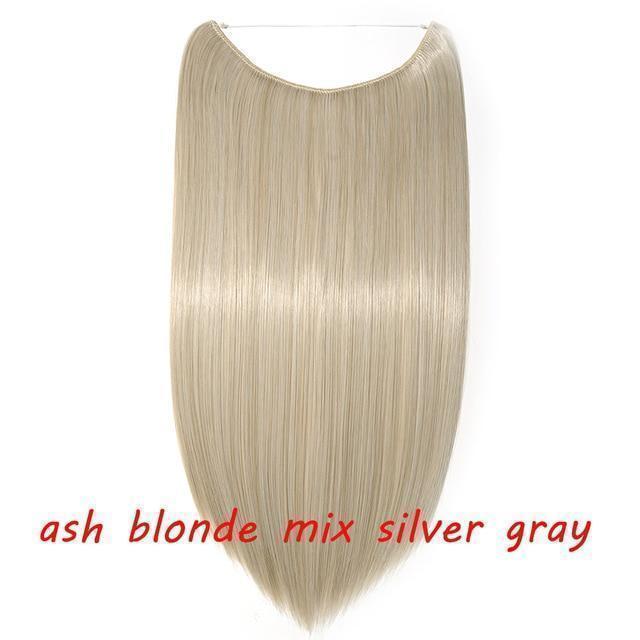 S - noilite 20 inch Invisible Wire No Clip One Piece Halo Hair Extensions Secret Fish Line Hairpieces Wave Straight Synthetic - Ai quarambas