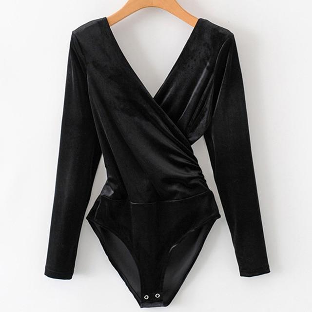 SheMujerSky Long Sleeve Bodysuit Women Backless Jumpsuits Black White Body femme monos cortos de mujer 2017 - Ai quarambas