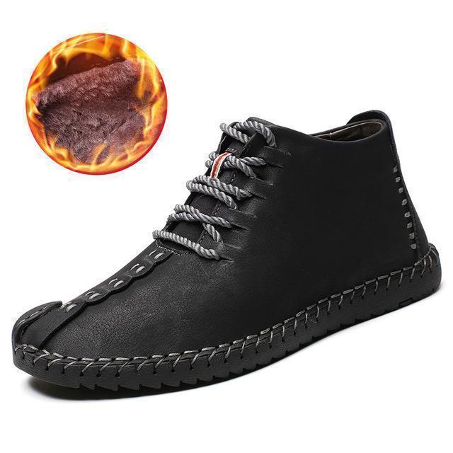 2019 Winter Shoes Men Warm Boots Men Fur High Quality Split Leather Wterproof Ankle Snow Boots Lace - Up Comfortable New Big size - Ai quarambas