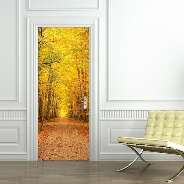 3D Beautiful Landscape Door Sticker For Living Room Bedroom DIY PVC Self Adhesive Wallpaper Waterproof Mural Decals deursticker - Ai quarambas