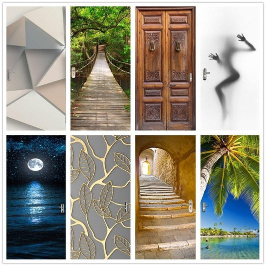 3D Beautiful Landscape Door Sticker For Living Room Bedroom DIY PVC Self Adhesive Wallpaper Waterproof Mural Decals deursticker - Ai quarambas