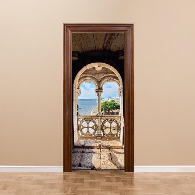 3D Beautiful Landscape Door Sticker For Living Room Bedroom DIY PVC Self Adhesive Wallpaper Waterproof Mural Decals deursticker - Ai quarambas