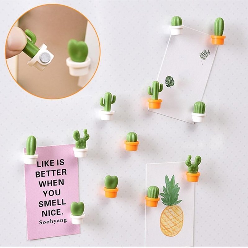 6pcs Fridge magnet 2020top 6pcs Cute Succulent Plant Magnet Button Cactus Refrigerator Message Sticker - Ai quarambas