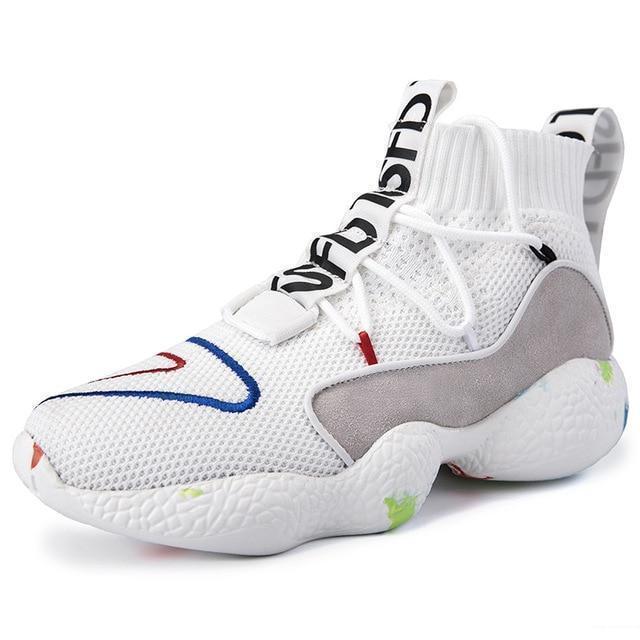ADBOOV High Top Sneakers Women Knit Upper Breathable Sock Shoes Woman Thick Sole 5 CM Fashion sapato feminino Black / White - Ai quarambas