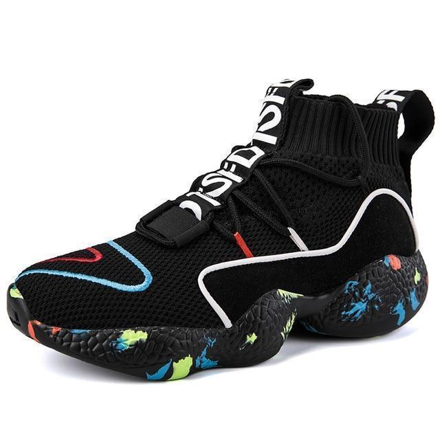 ADBOOV High Top Sneakers Women Knit Upper Breathable Sock Shoes Woman Thick Sole 5 CM Fashion sapato feminino Black / White - Ai quarambas