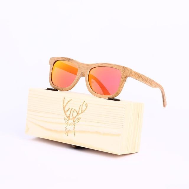 Angcen Ladies Sunglasses Women Polarized Retro Vintage Sun glasses Men wood bamboo sunglasses brand designer square glasses - Ai quarambas