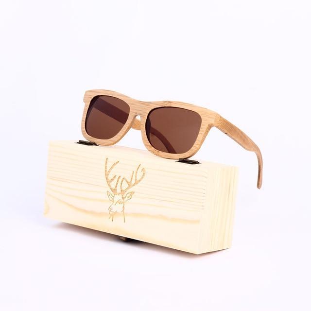 Angcen Ladies Sunglasses Women Polarized Retro Vintage Sun glasses Men wood bamboo sunglasses brand designer square glasses - Ai quarambas