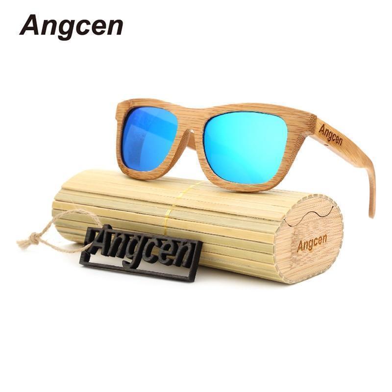 Angcen Ladies Sunglasses Women Polarized Retro Vintage Sun glasses Men wood bamboo sunglasses brand designer square glasses - Ai quarambas
