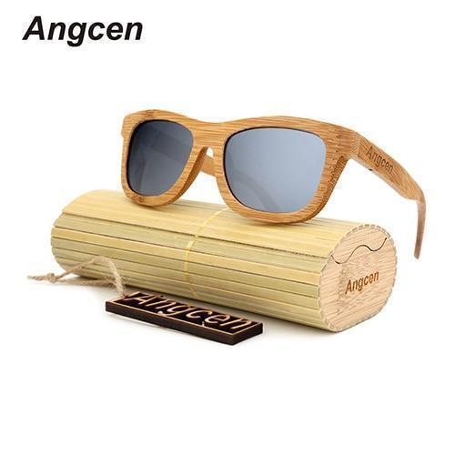 Angcen Ladies Sunglasses Women Polarized Retro Vintage Sun glasses Men wood bamboo sunglasses brand designer square glasses - Ai quarambas