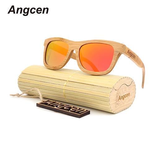 Angcen Ladies Sunglasses Women Polarized Retro Vintage Sun glasses Men wood bamboo sunglasses brand designer square glasses - Ai quarambas