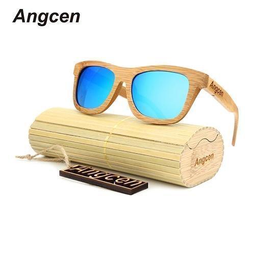 Angcen Ladies Sunglasses Women Polarized Retro Vintage Sun glasses Men wood bamboo sunglasses brand designer square glasses - Ai quarambas