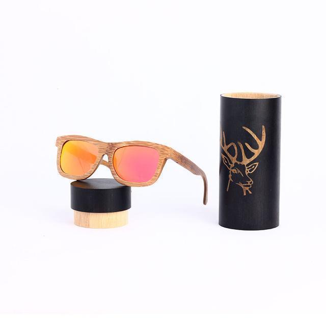 Angcen Ladies Sunglasses Women Polarized Retro Vintage Sun glasses Men wood bamboo sunglasses brand designer square glasses - Ai quarambas