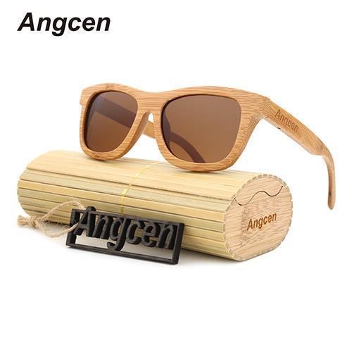 Angcen Ladies Sunglasses Women Polarized Retro Vintage Sun glasses Men wood bamboo sunglasses brand designer square glasses - Ai quarambas